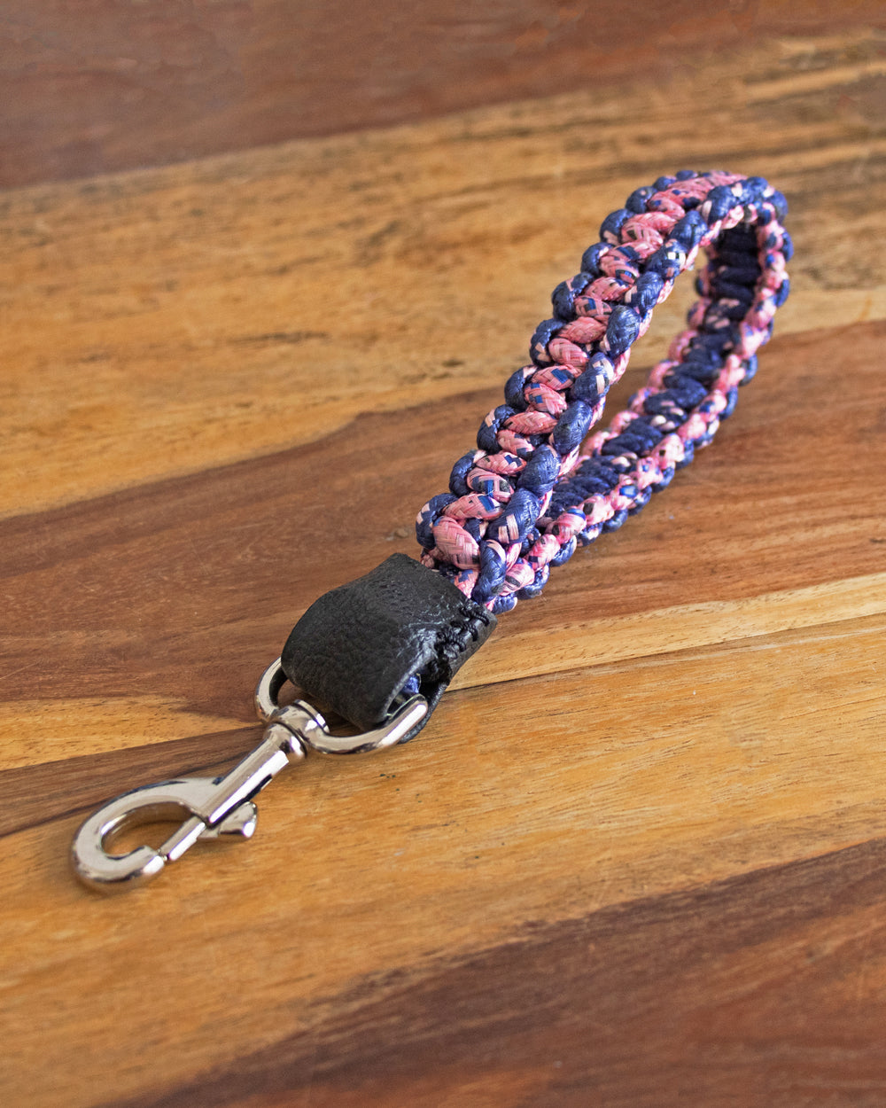 Macrame Short Leash | Pink & Blue