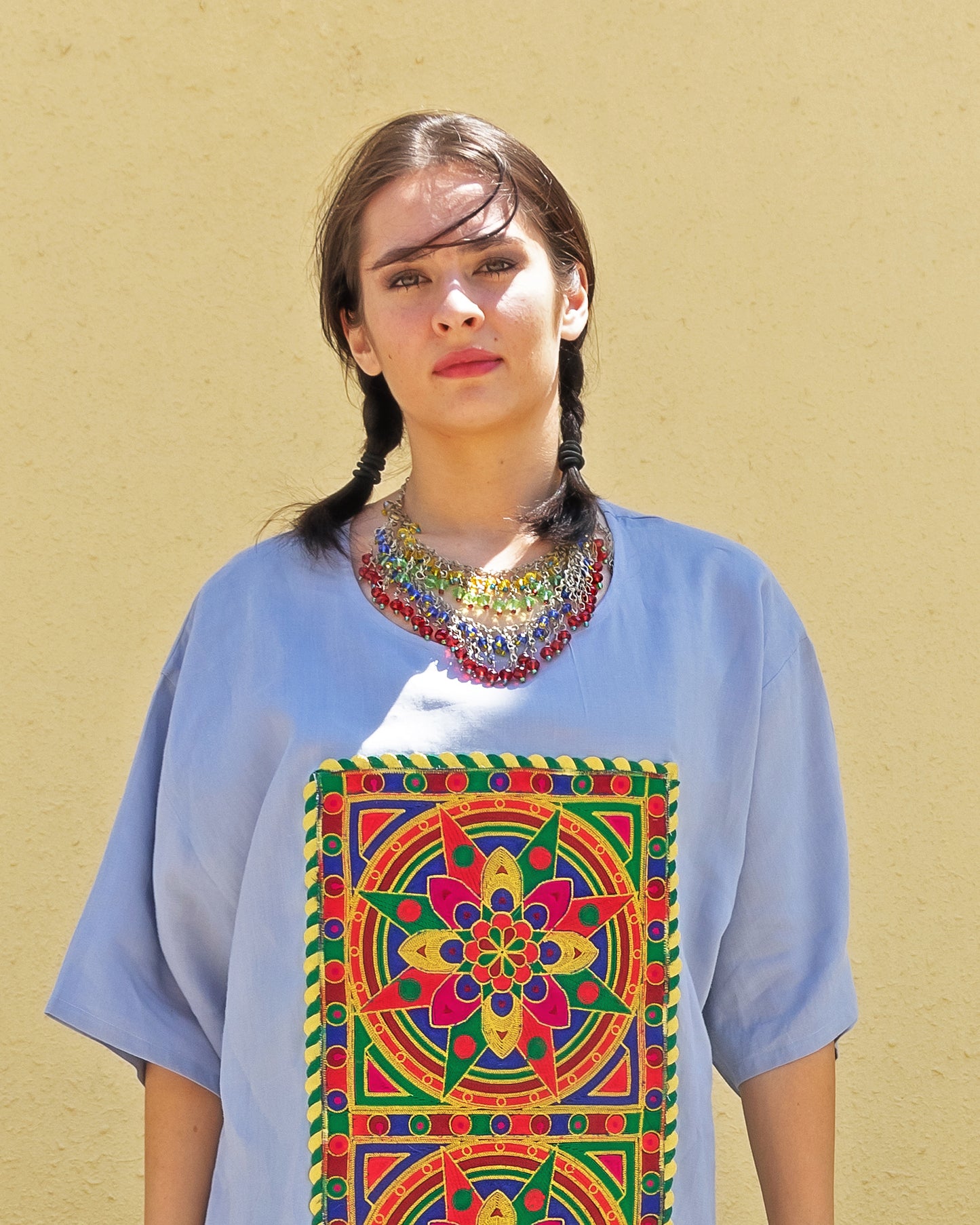 Knir | Embroidered Linen Shift Dress