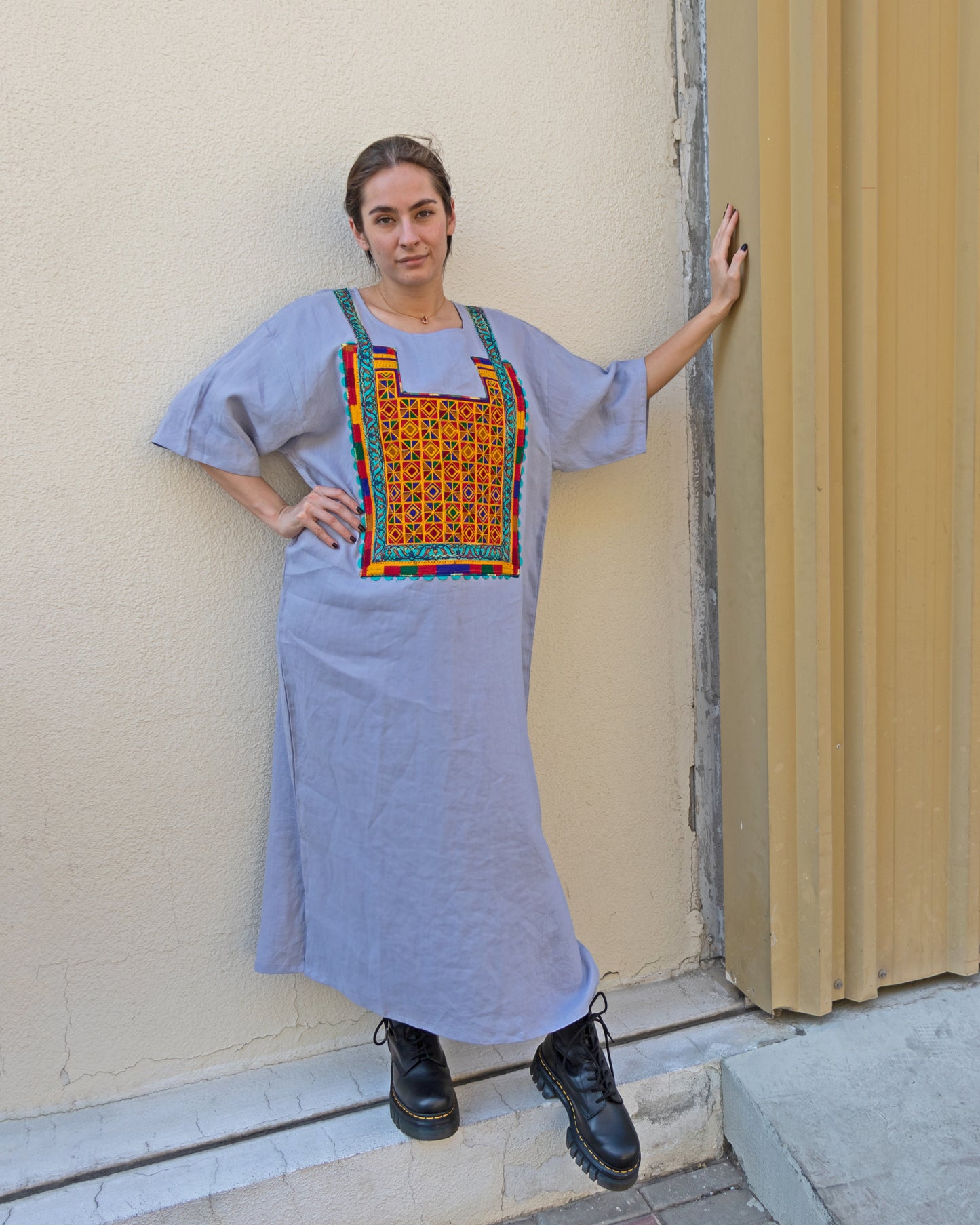 Gulchini | Embroidered Linen Shift Dress