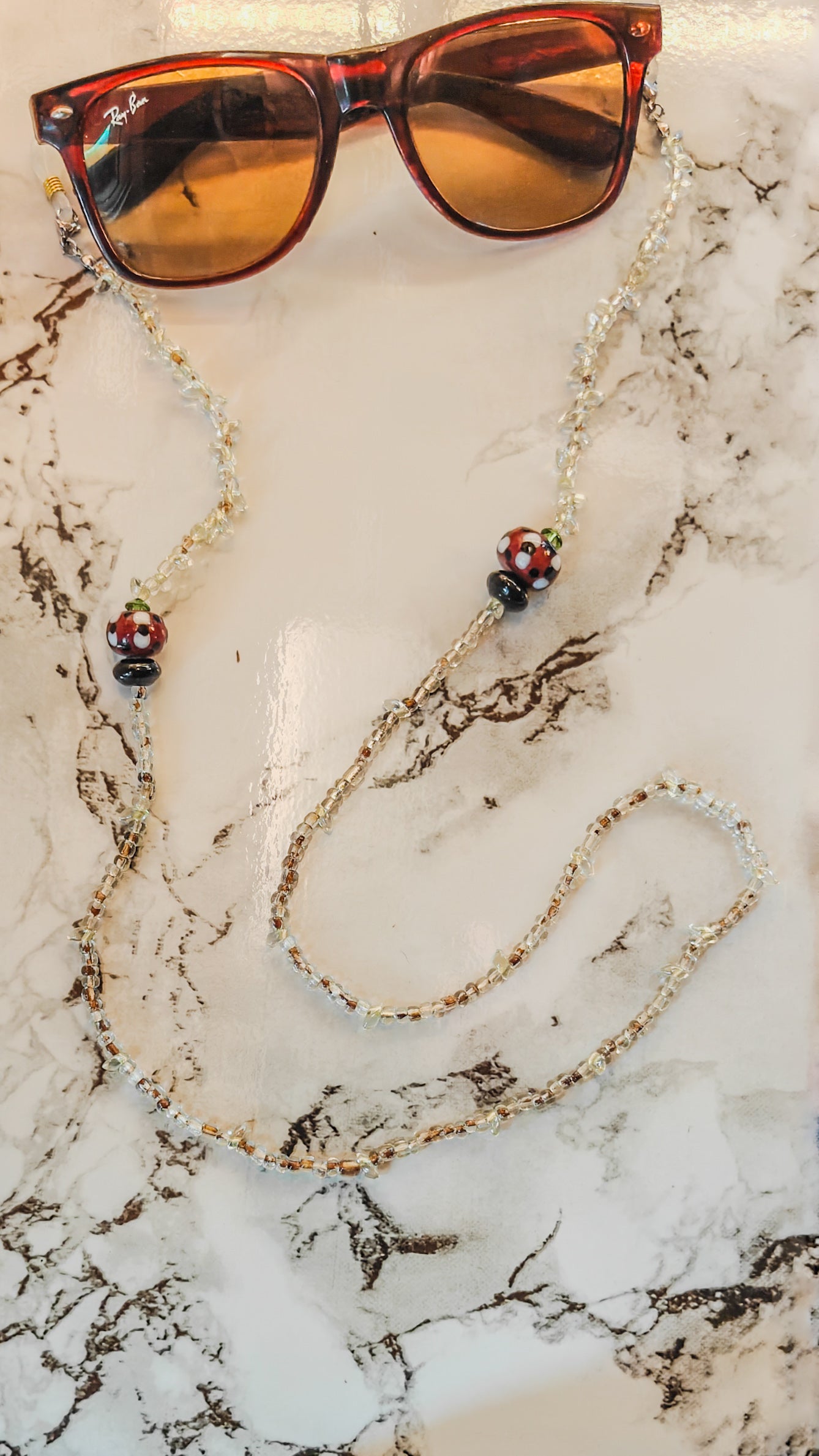 Glass Seed & Lampwork Eyewear Chain