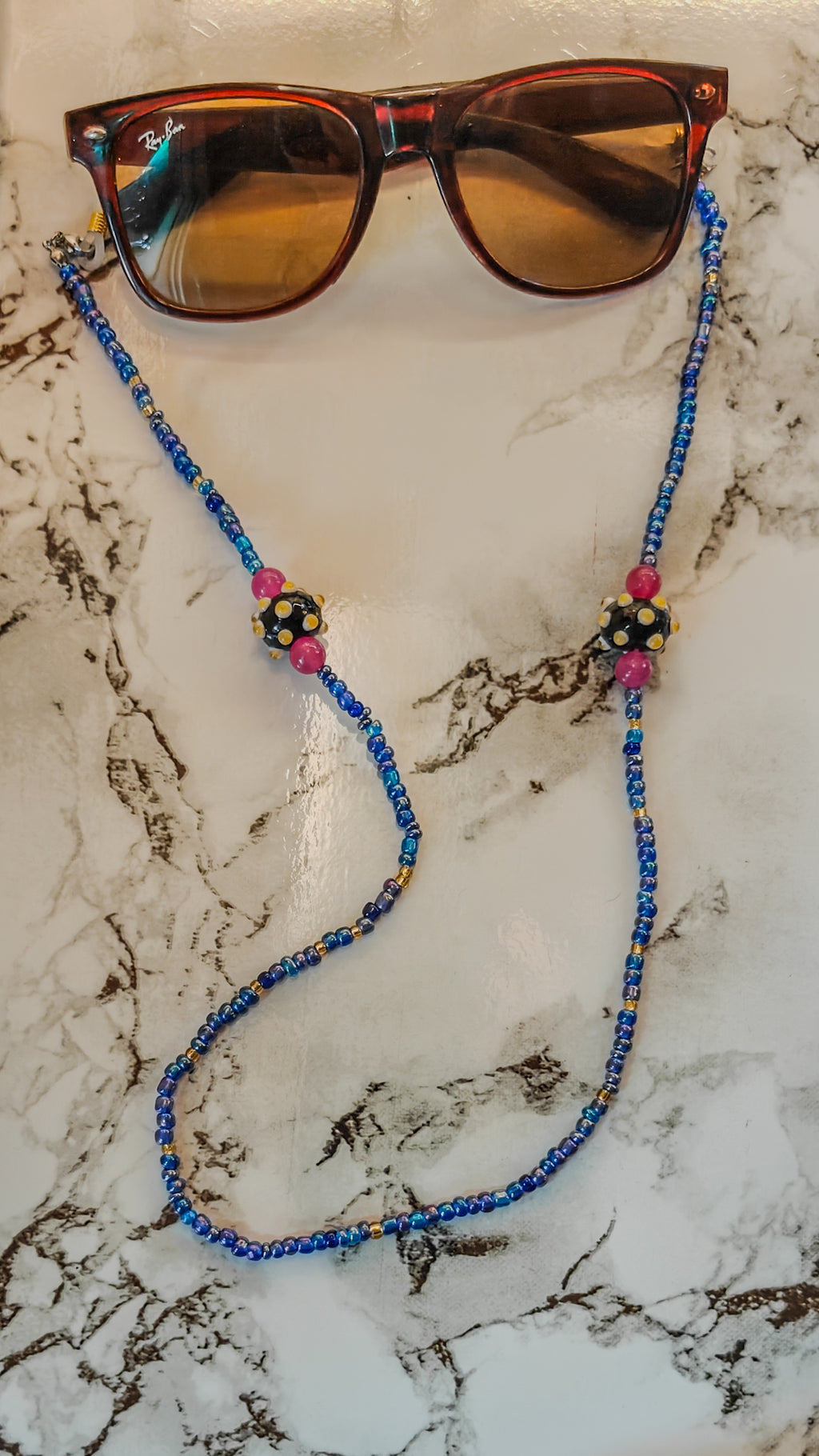 Glass Seed & Lampwork Eyewear Chain