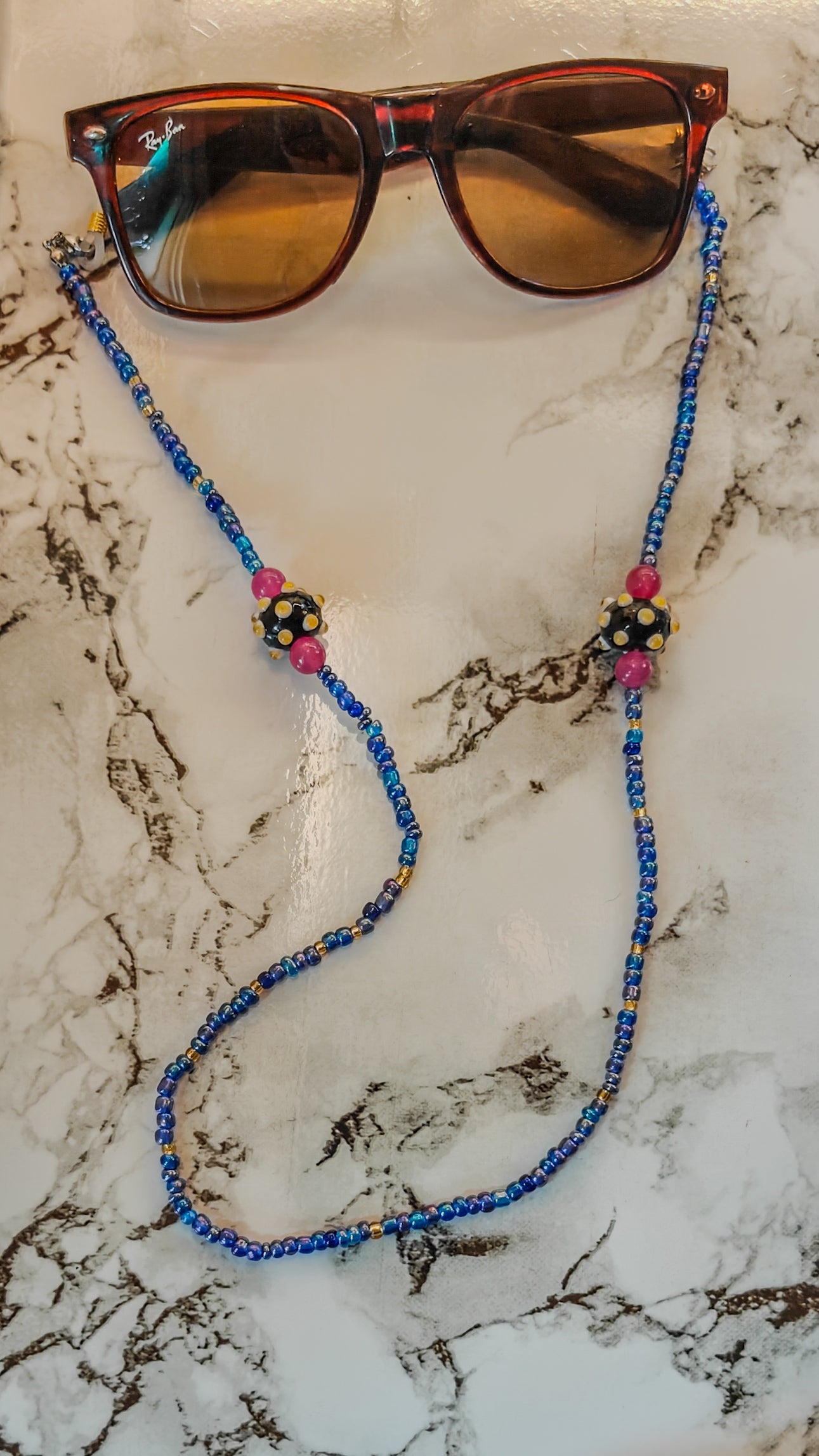 Glass Seed & Lampwork Eyewear Chain