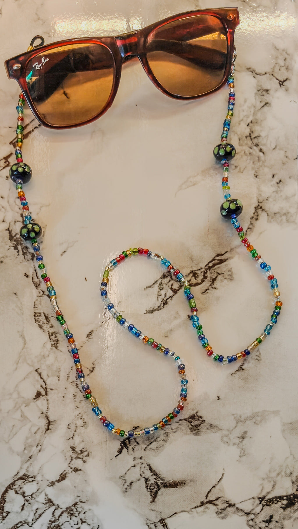Glass Seed & Lampwork Eyewear Chain
