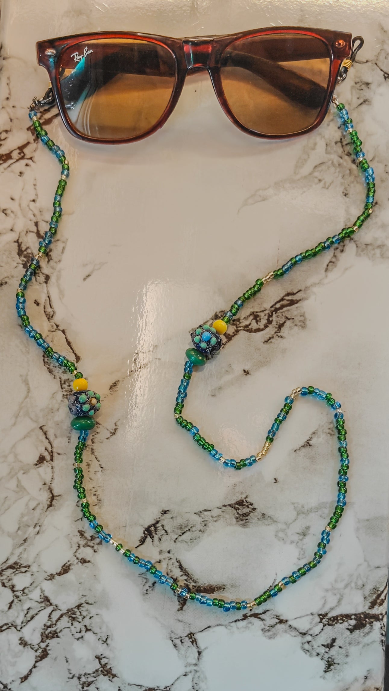 Glass Seed & Lampwork Eyewear Chain