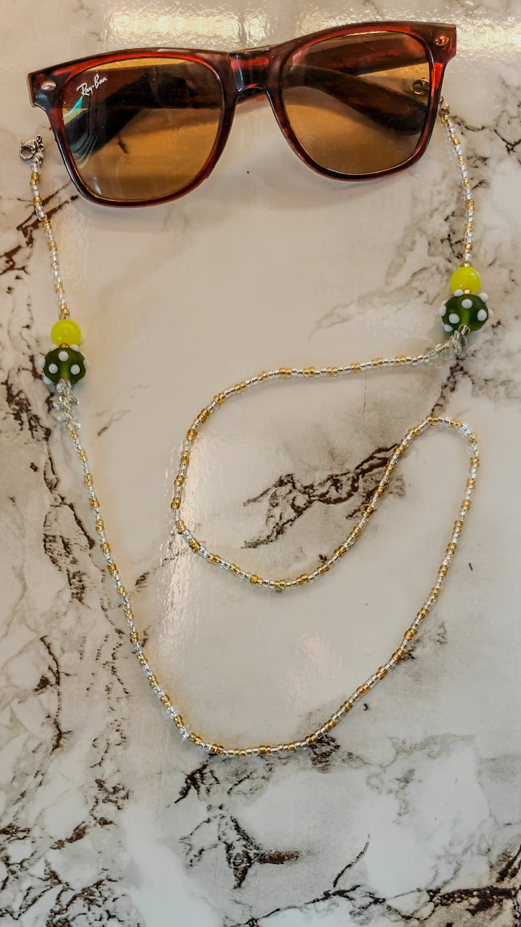 Glass Seed & Lampwork Eyewear Chain