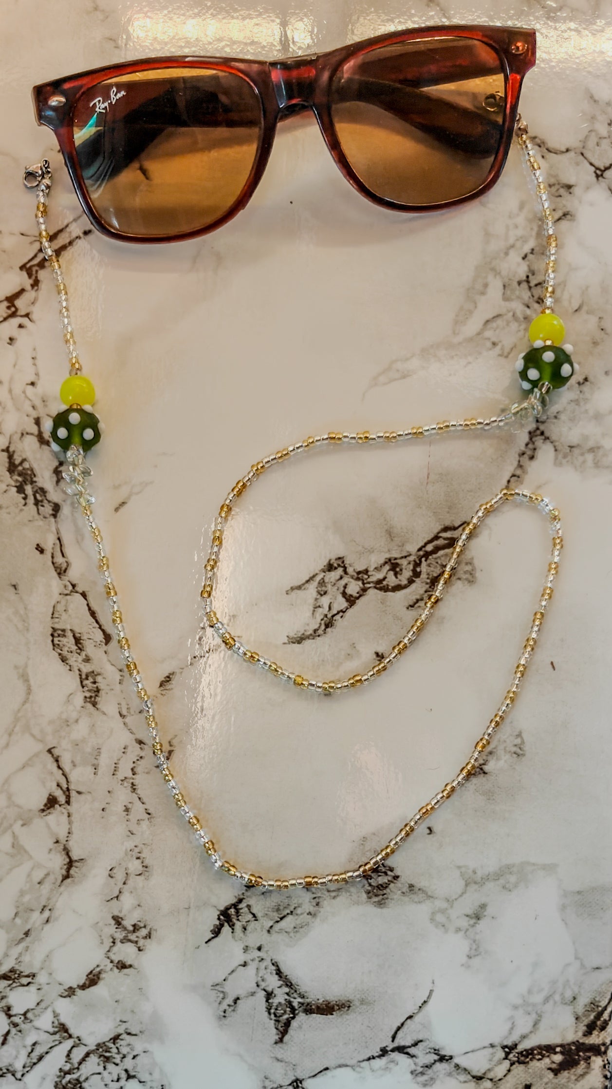 Glass Seed & Lampwork Eyewear Chain