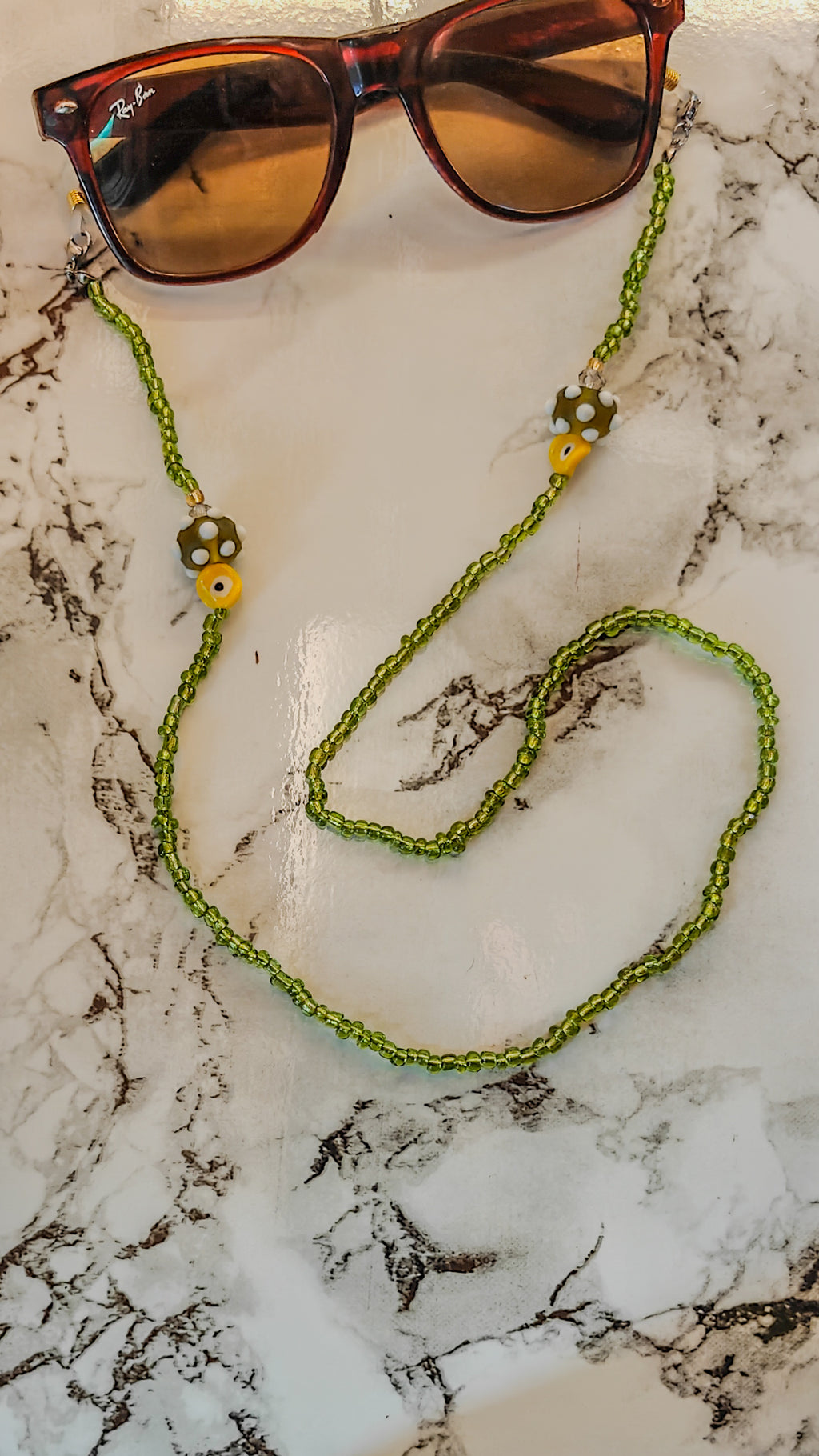 Glass Seed & Lampwork Eyewear Chain