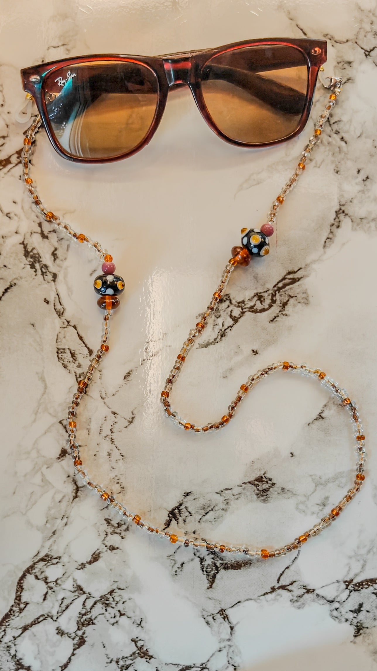Glass Seed & Lampwork Eyewear Chain