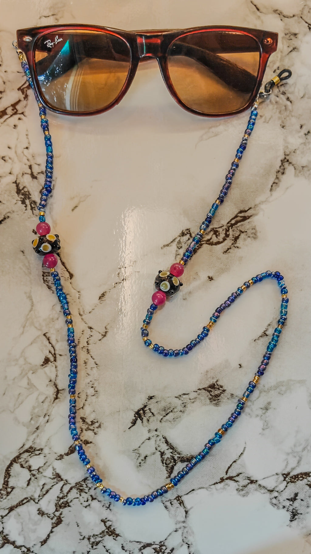 Glass Seed & Lampwork Eyewear Chain