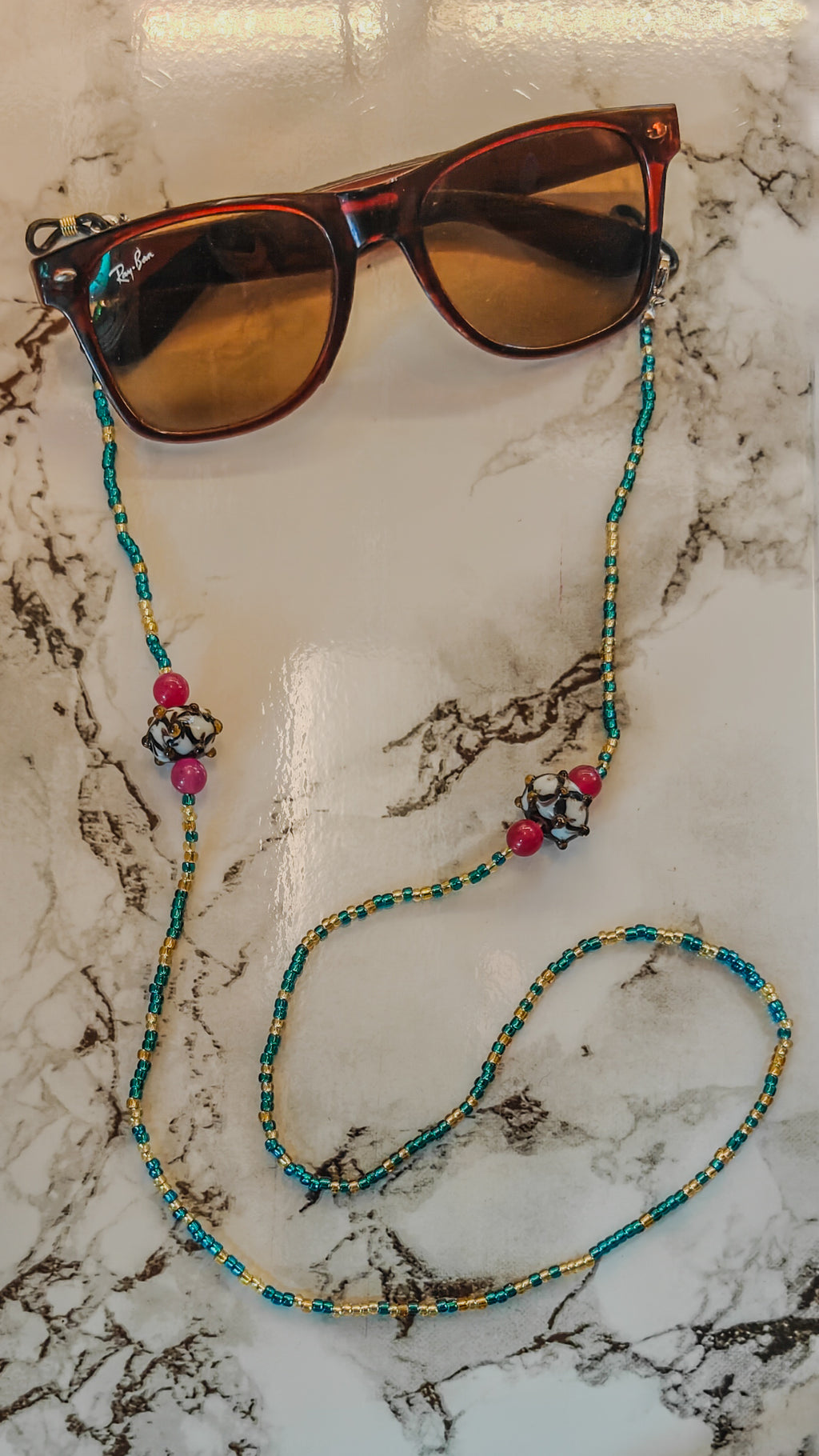 Glass Seed & Lampwork Eyewear Chain