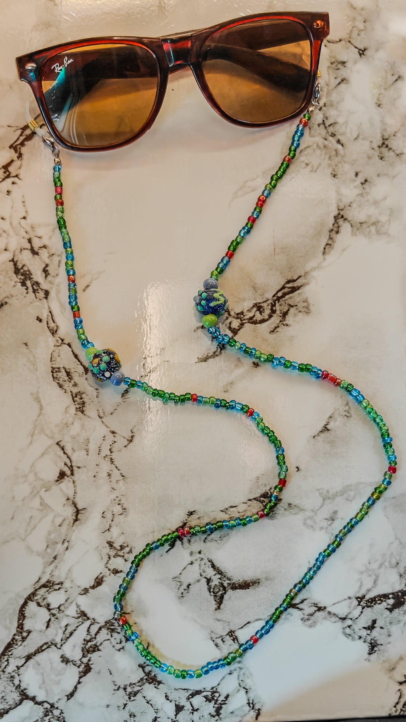 Glass Seed & Lampwork Eyewear Chain