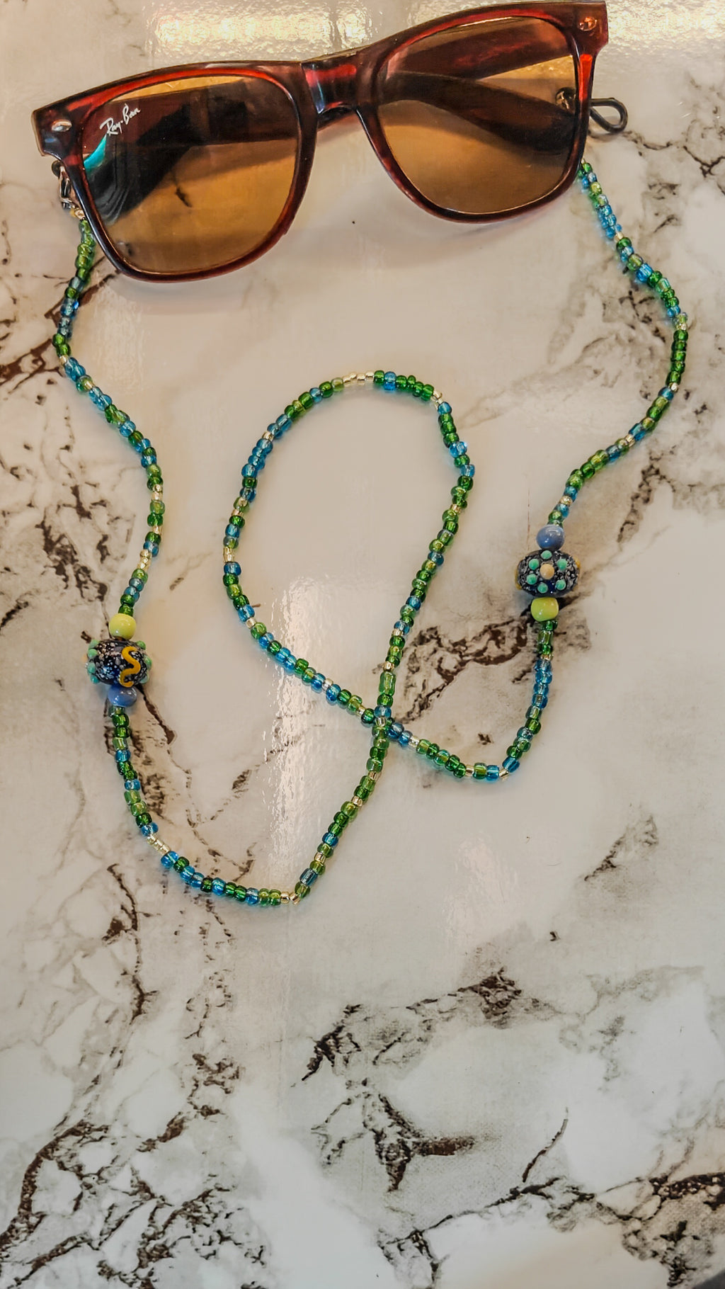 Glass Seed & Lampwork Eyewear Chain