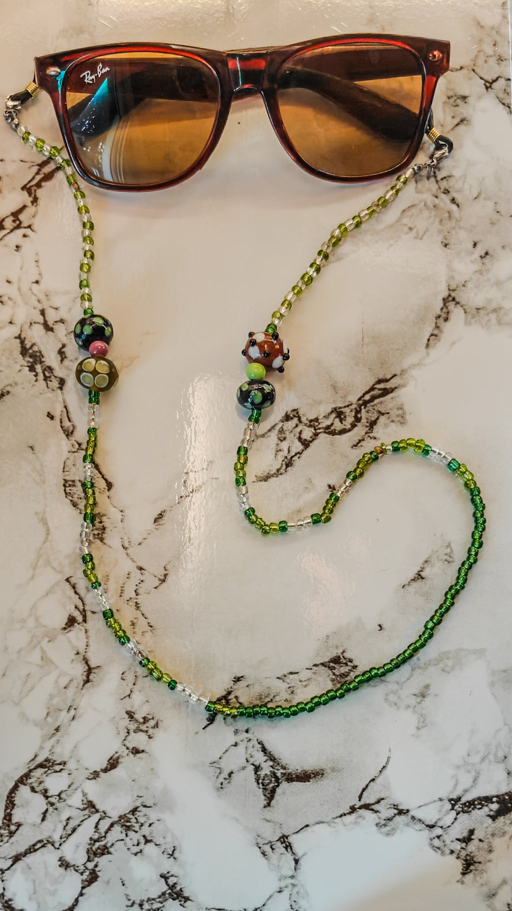 Glass Seed & Lampwork Eyewear Chain