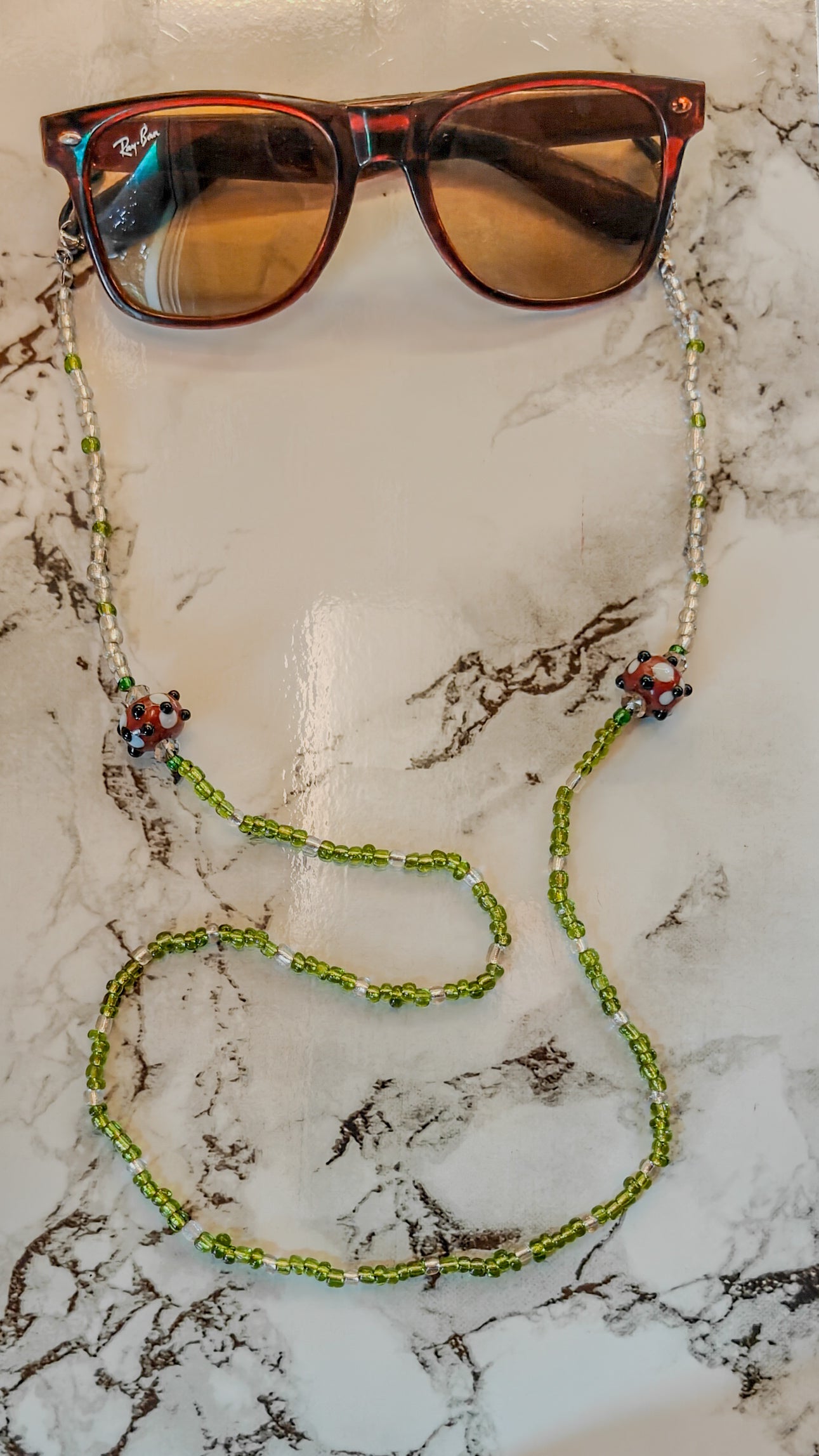 Glass Seed & Lampwork Eyewear Chain