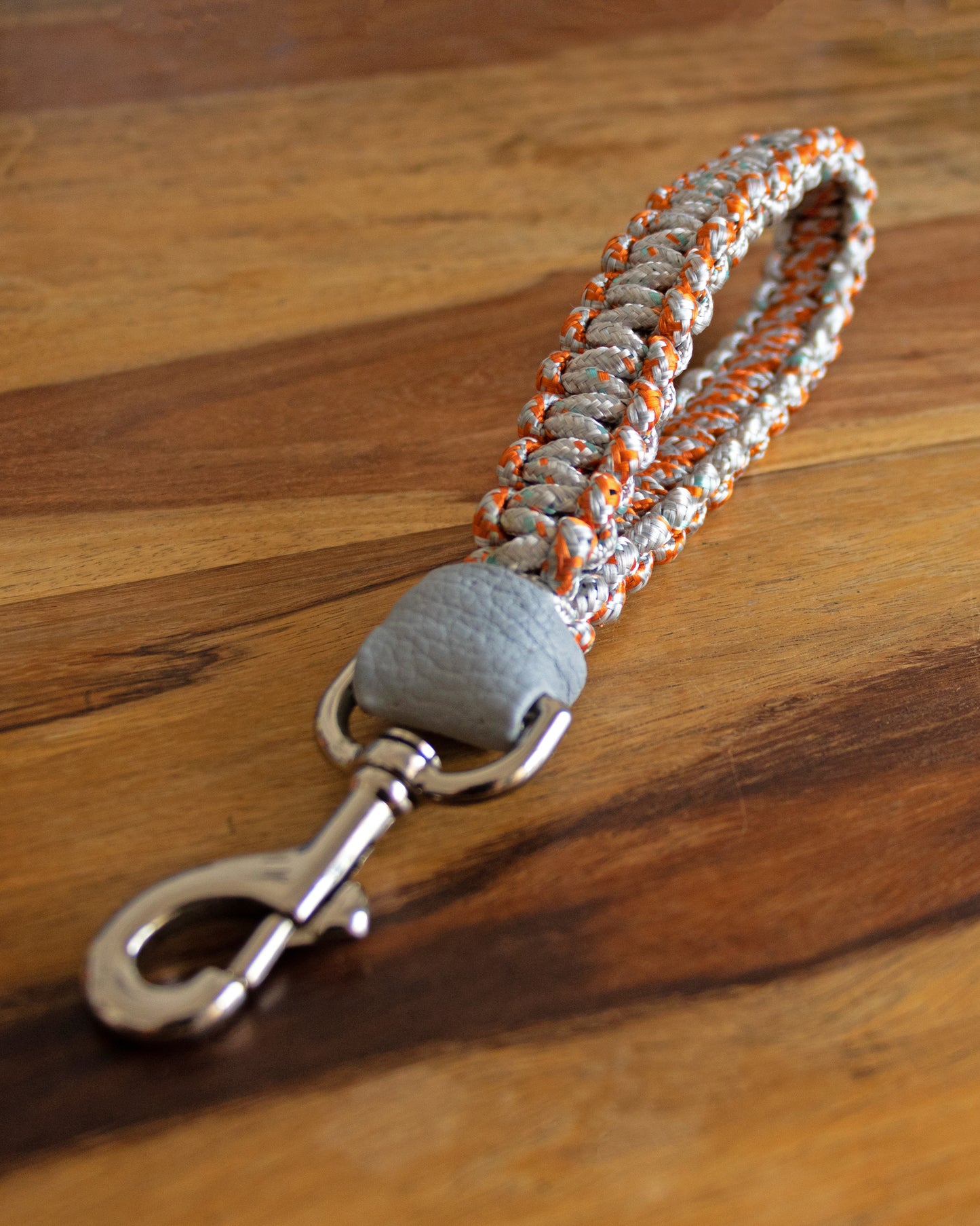 Macrame Short Leash | Amber & Silver