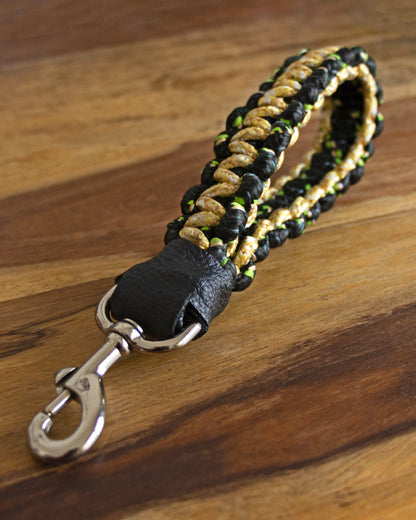 Macrame Short Leash | Black & Gold