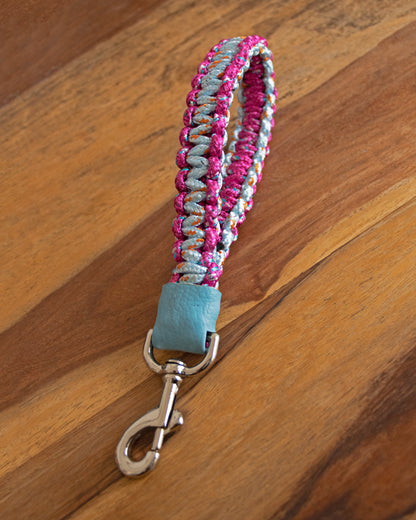 Macrame Short Leash | Pink & Ice