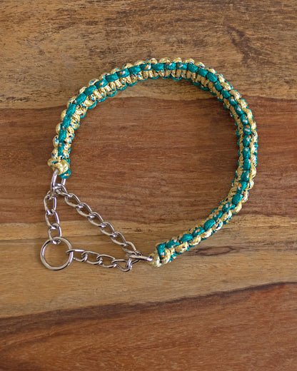 Macrame Martingale Collar | Emerald & Gold