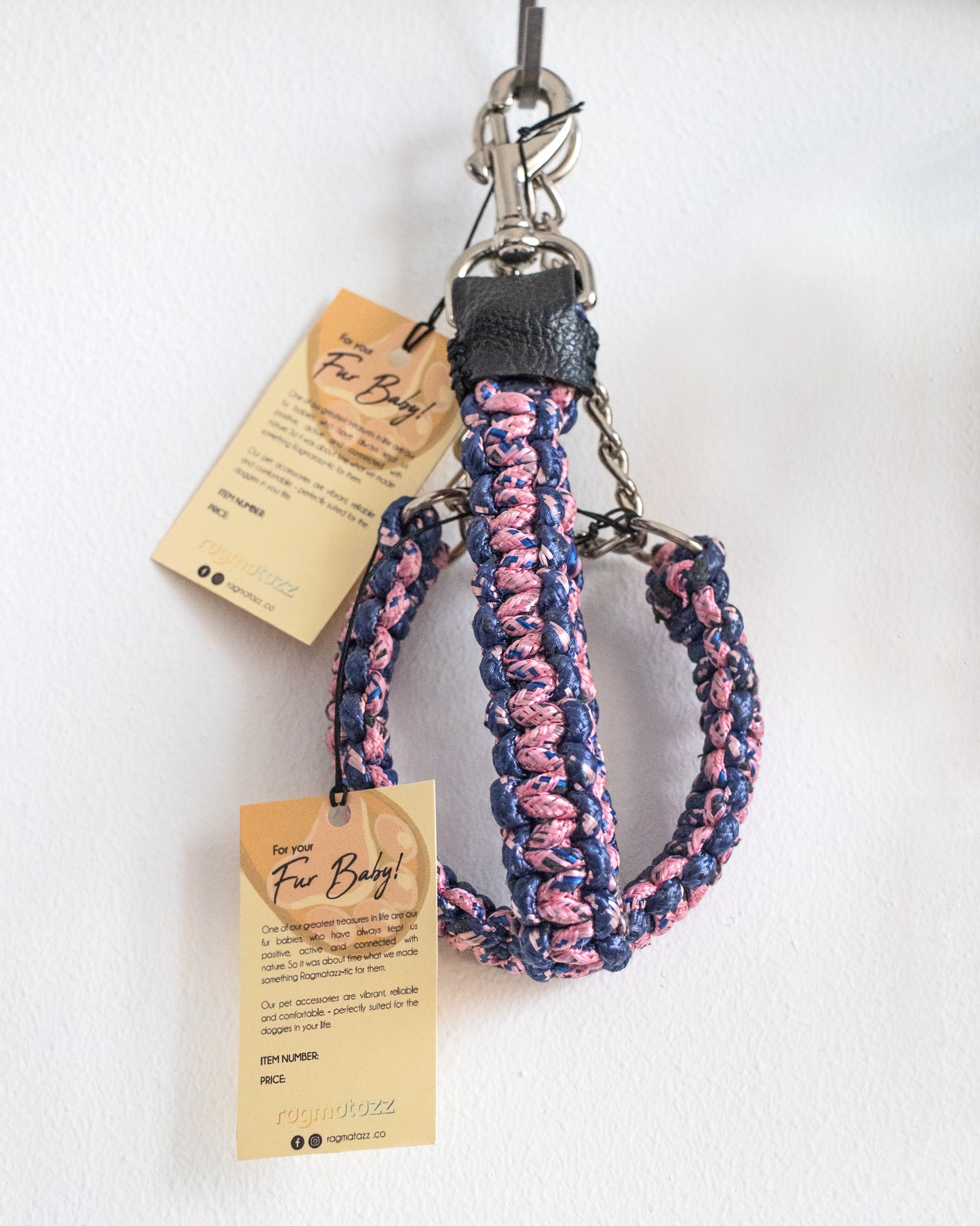Macrame Martingale Collar | Pink & Blue