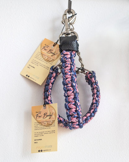 Macrame Martingale Collar | Pink & Blue