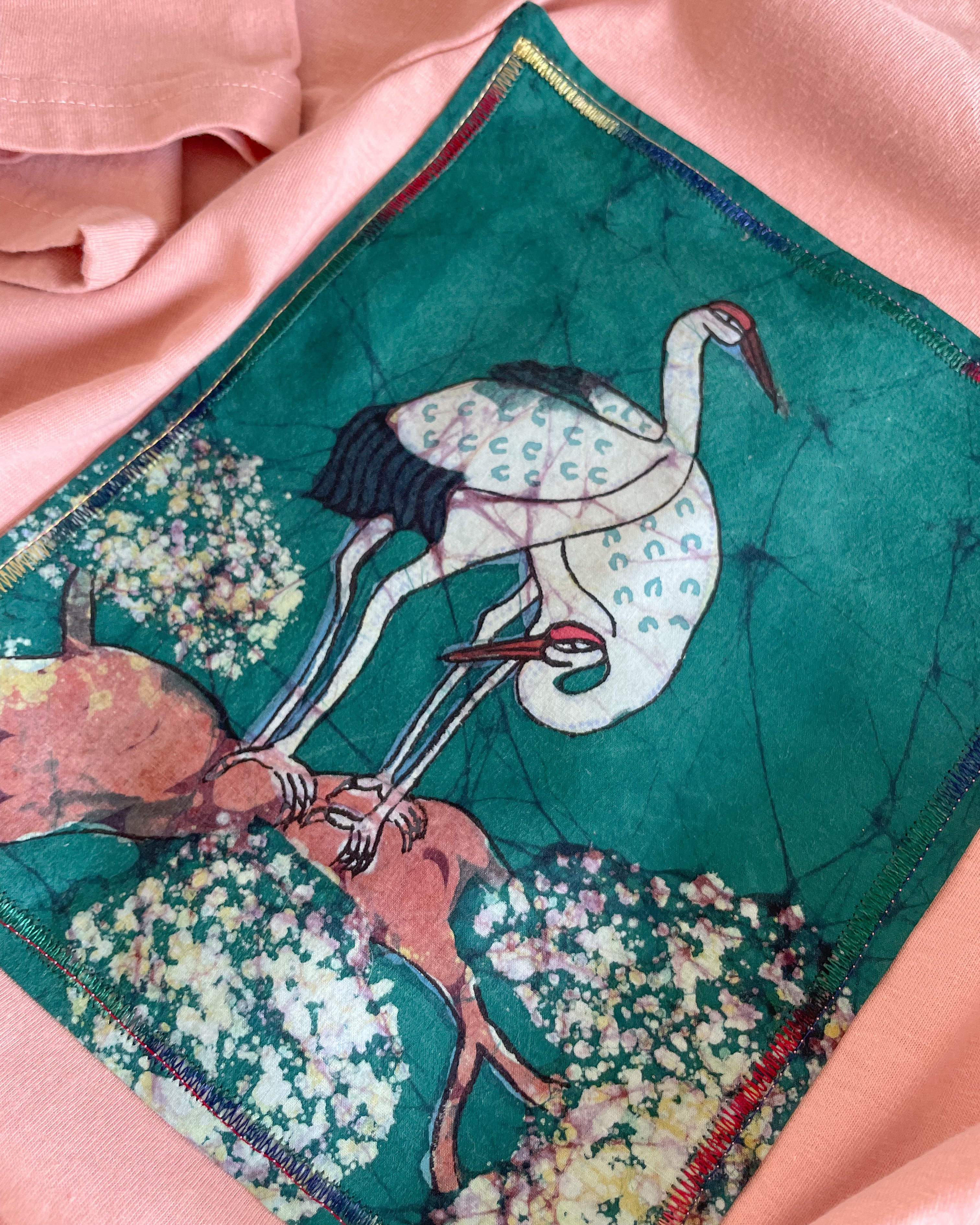 Cranes | Batik Painting on Cotton T-Shirt