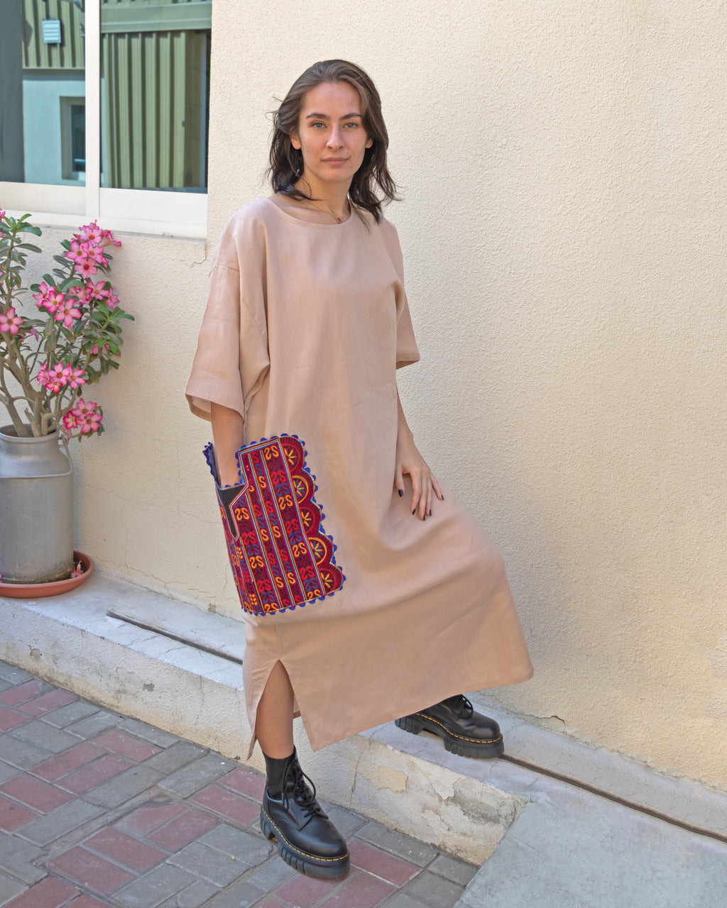 Gul-e-shamaa | Embroidered Linen Shift Dress