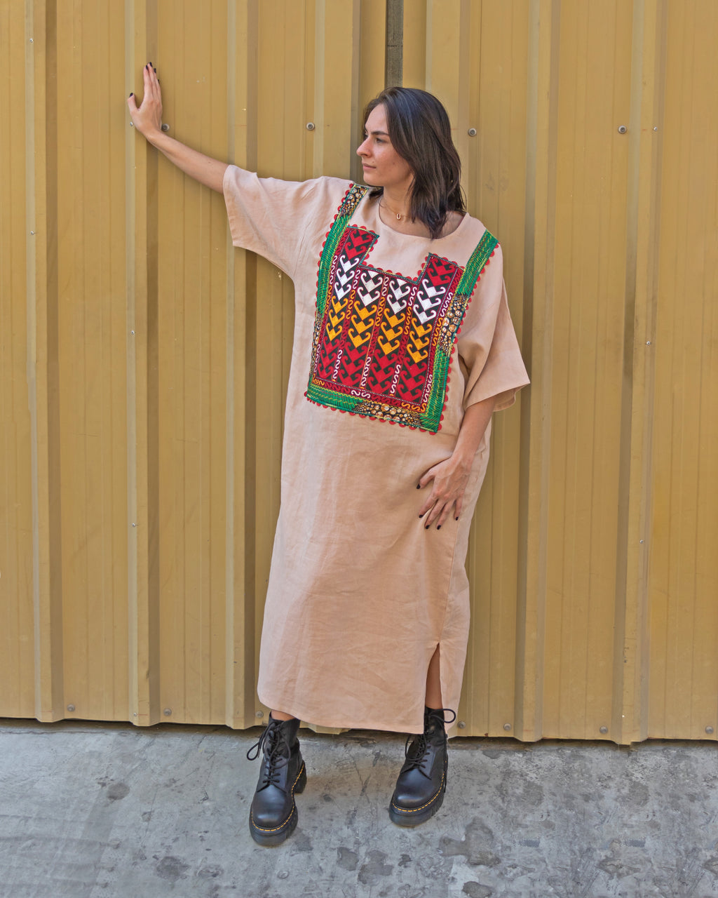 Nargis | Embroidered Linen Shift Dress
