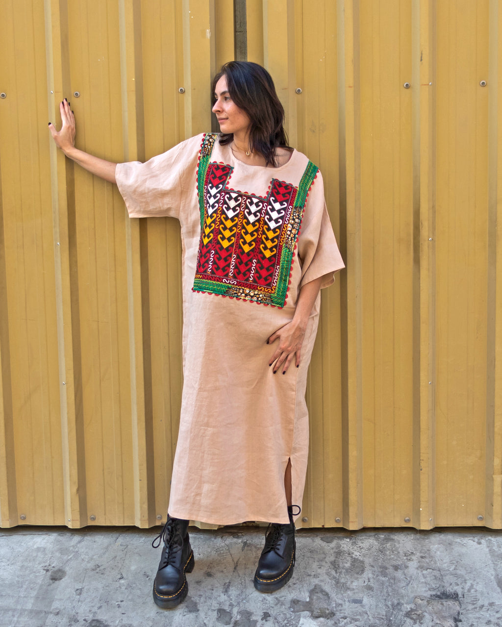Nargis | Embroidered Linen Shift Dress