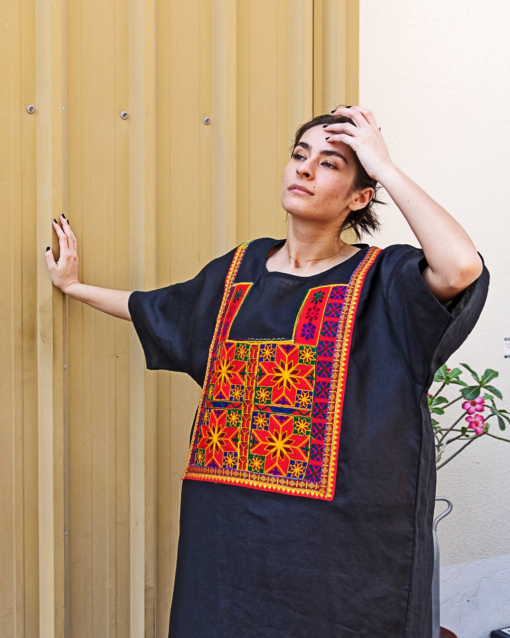 Gulabo | Embroidered Linen Shift Dress