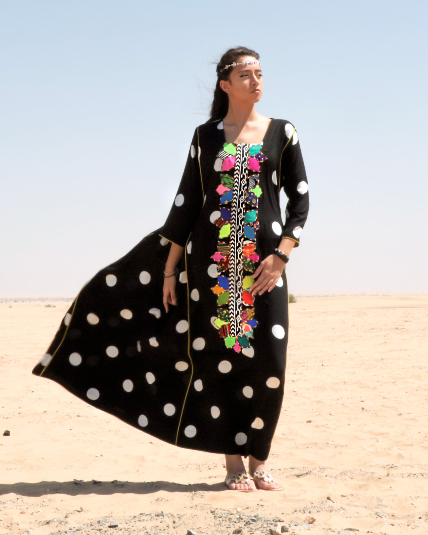 Tyra Applique Dress | B/W Dots