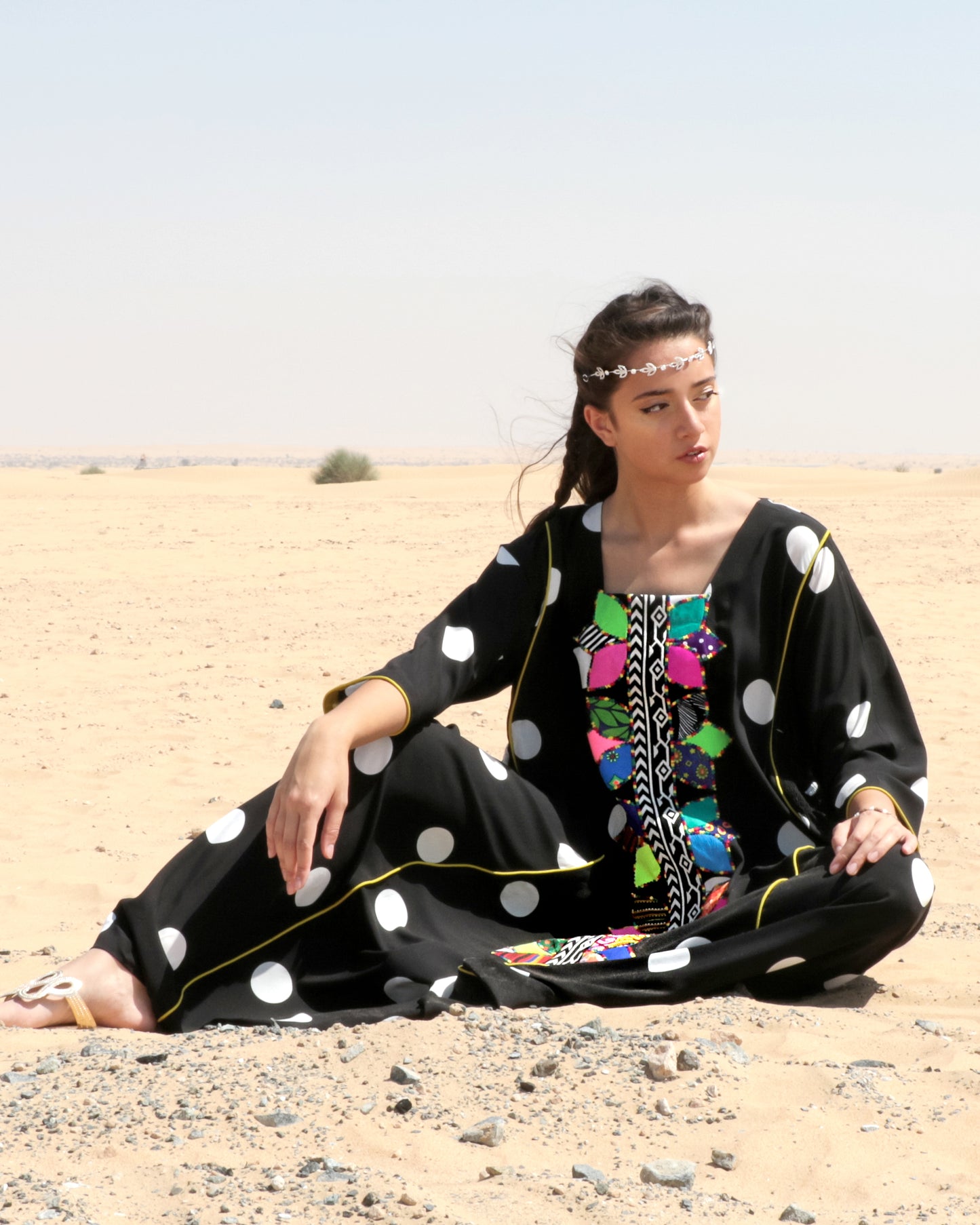 Tyra Applique Dress | B/W Dots
