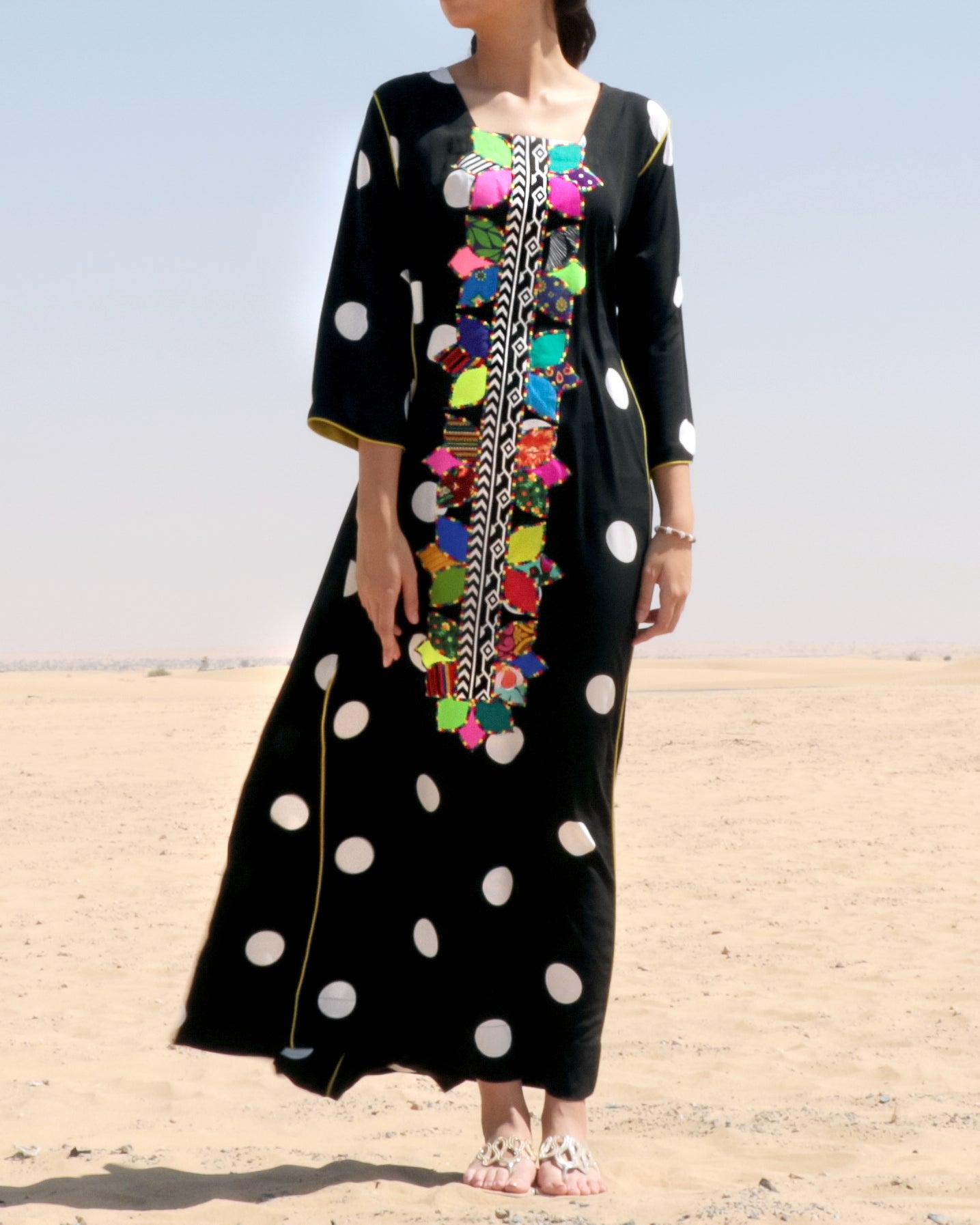 Tyra Applique Dress | B/W Dots